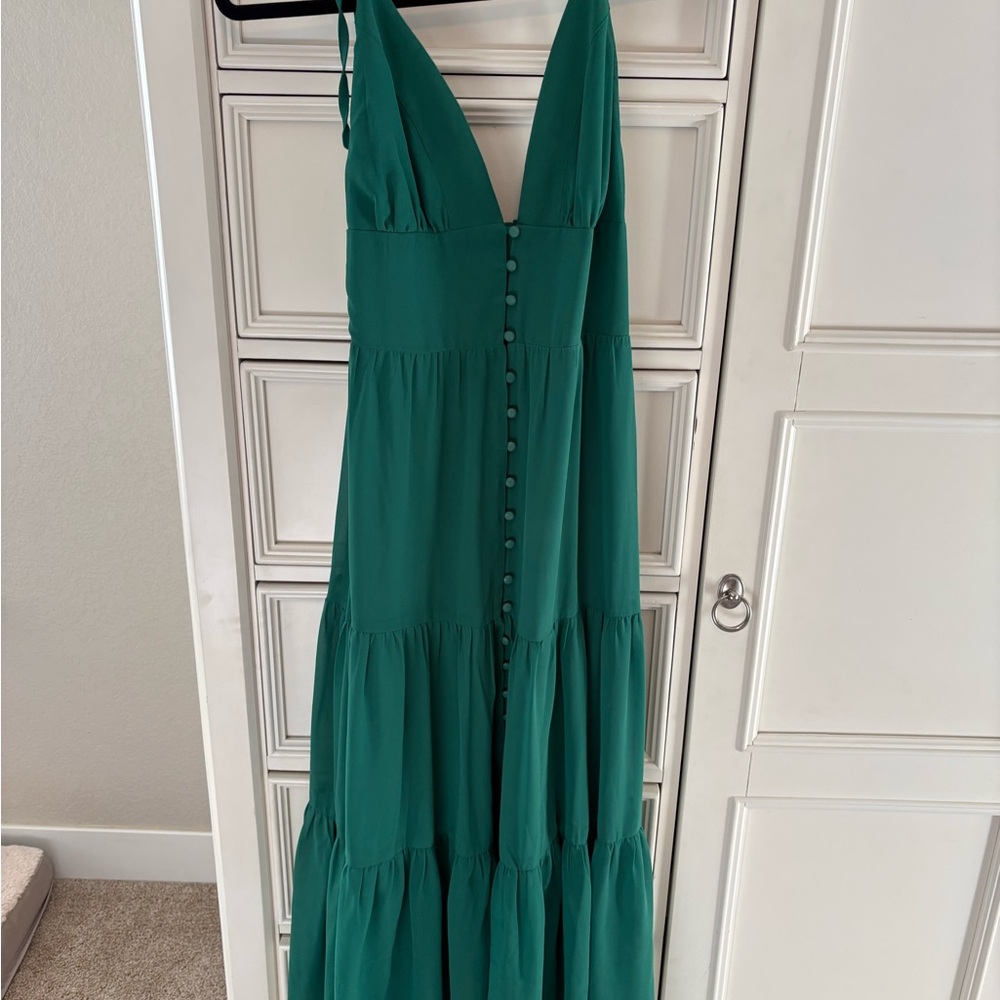 Lulu's green Maxi Dress with Button Detail